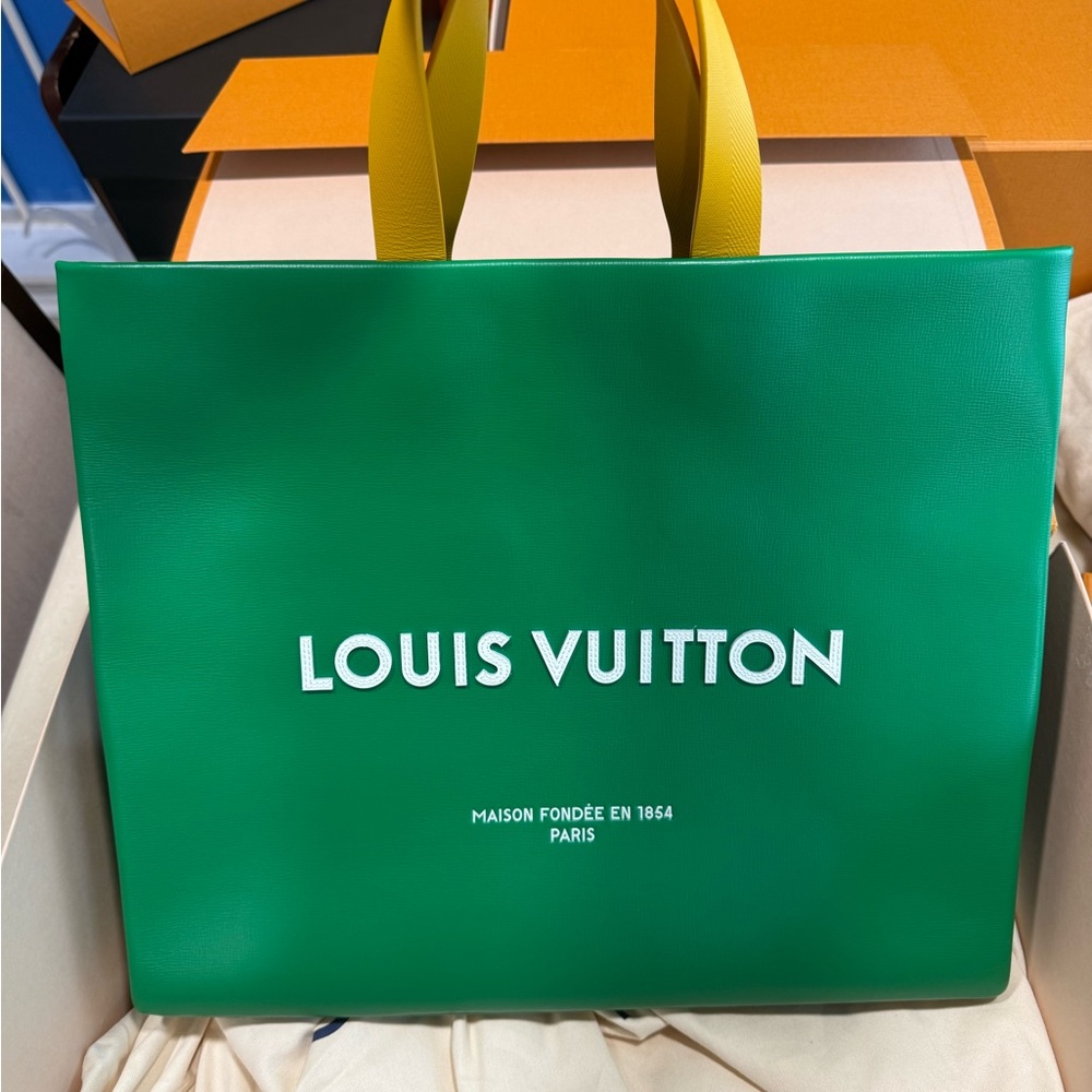 Louis Vuitton Emerald Green Tote with Mustard Handles